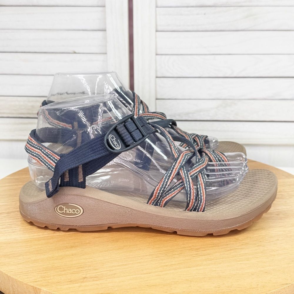 Chaco Zcloud ZX/2 Cloud Dual Strap Cushioned Sandals Tan Blue Womens 8
